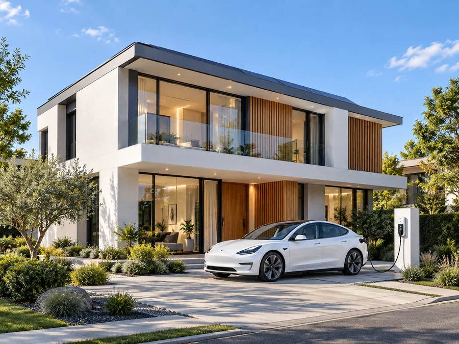 Illustrative villa solar + storage + ev solution